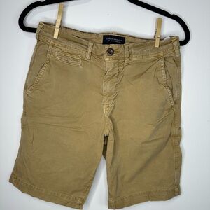 American Age Men’s Tan Flat Front Cotton Shorts size 28